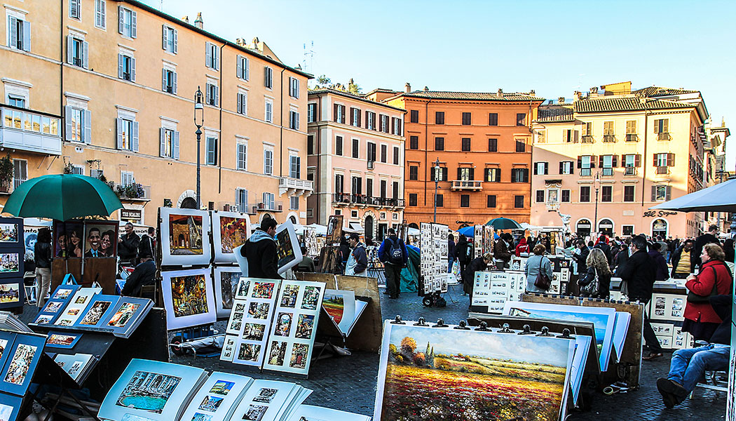 Rom: Rundgang über das Marsfeld - Die Piazza Navona ist einer der charakteristischen Plätze des barocken Rom im Stadtviertel Parione.
