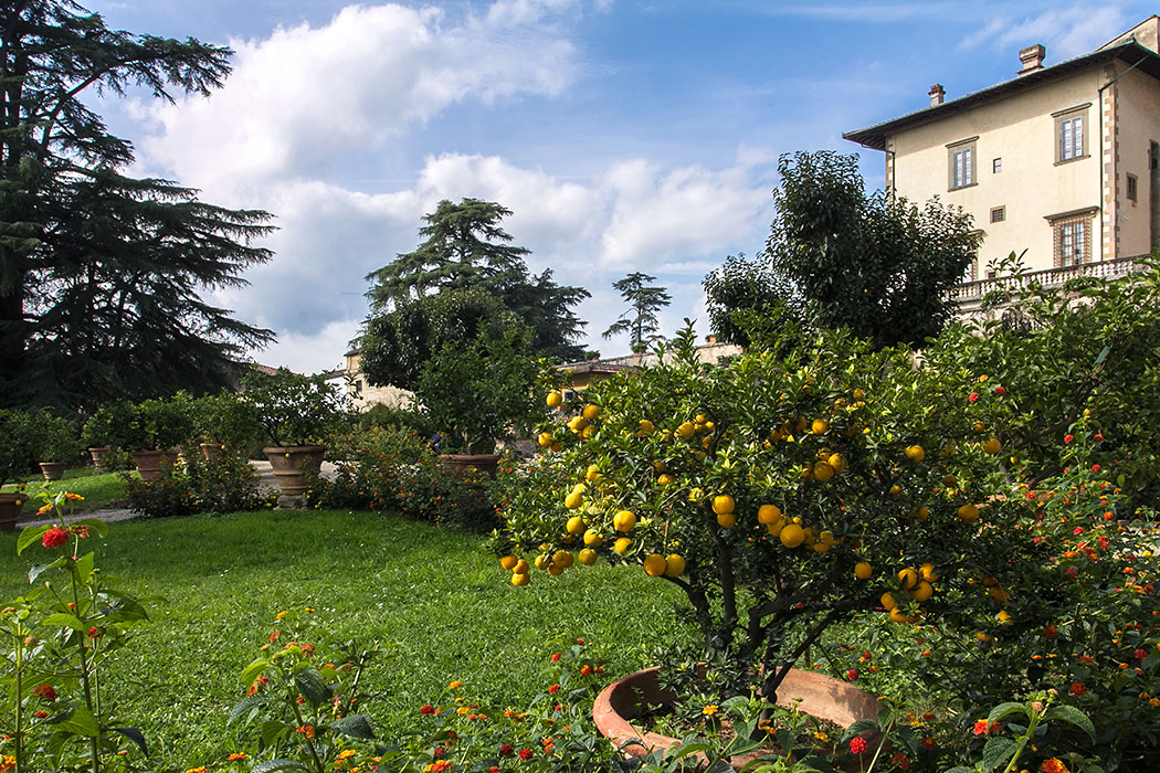 Im Garten der Villa Medici in Poggio a Caiano finden sich romantische Blickwinkel.
