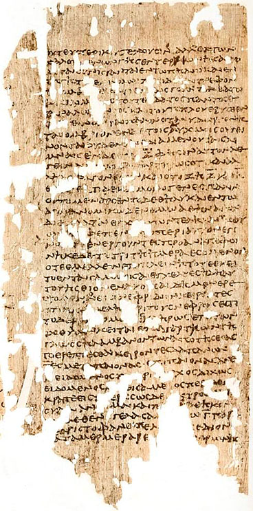 Papyrus Oxyrhynchus 221, Ilias. Griechische Schrift: Diese Kopie der Ilias wurde im 2. Jahrhundert in Ägypten angefertigt und stammt aus dem Oxyrhynchus Papyri 221. Foto: Wikipedia