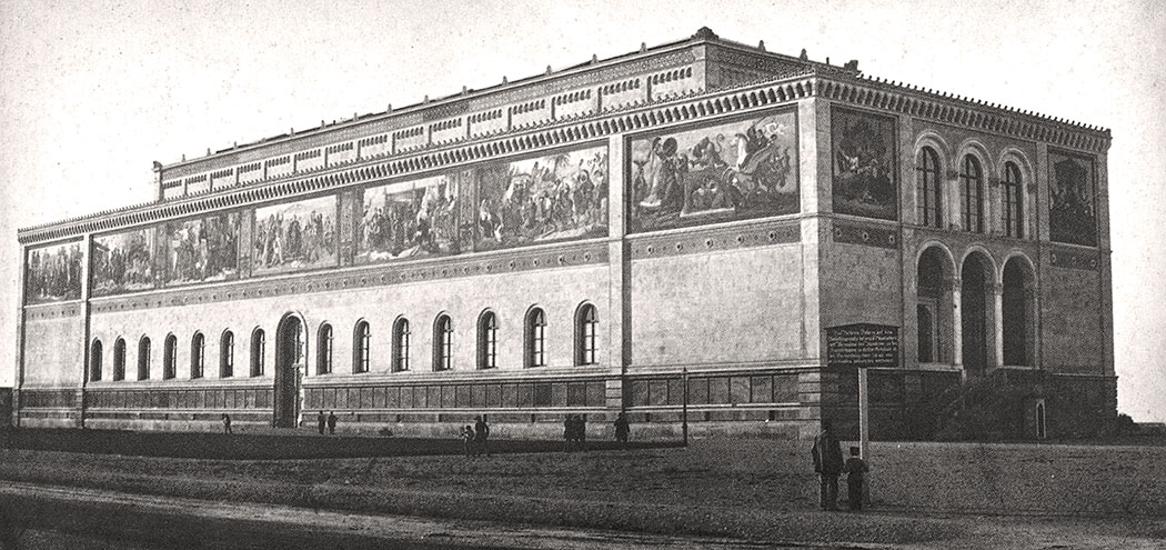 Neue Pinakothek 1854 muenchen munich bavaria germany Mit ihrer Eröffnung am 1853 war die Neue Pinakothek die erste Sammlung moderner Kunst weltweit. 1944 wurde der prachtvolle Bau schwer beschädigt und fünf Jahre später abgerissen. Die Fotographie stammt aus dem Jahr 1854. Foto: Wikipedia