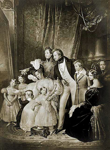 koenig ludwig I. mit familie bayern bavaria munich germany König Ludwig I. von Bayern mit seiner Ehefrau Therese und den Kindern. Foto: www.bayern-lese.de
