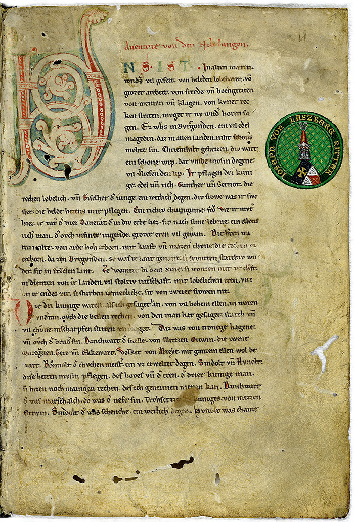 nibelungen in der wachau nibelungenlied Die erste Seite einer der ältesten Handschriften vom Nibelungenlied ist das Manuskript C aus der Zeit um 1220, es wird auch die Hohenems-Laßbergische Handschrift genannt.