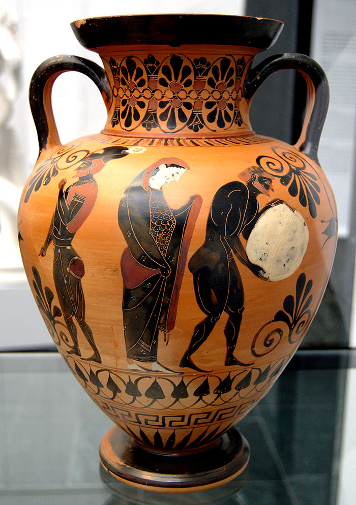 Sisyphos mit seinem Stein, schwarzfigurige attischen Amphora, um 530 v. Chr. Aus Vulci.