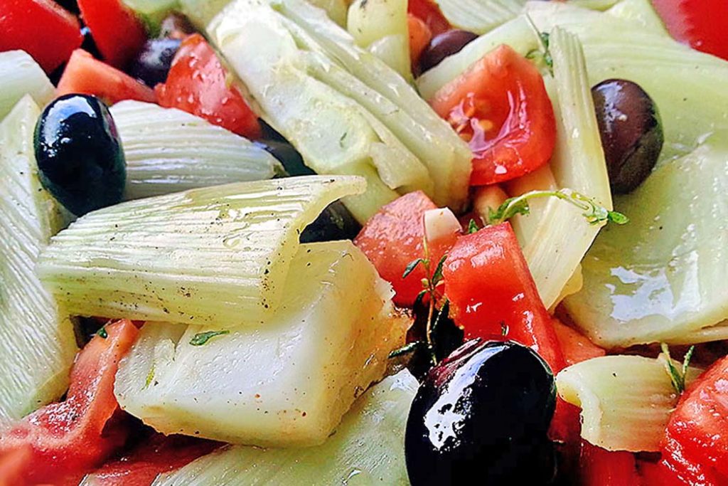 Fenchel-Auflauf mit Tomaten, Oliven und Knoblauch