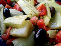 Fenchel, Tomaten und Oliven aus dem Ofen