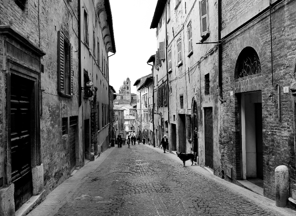 Italien: Gasse in Urbino