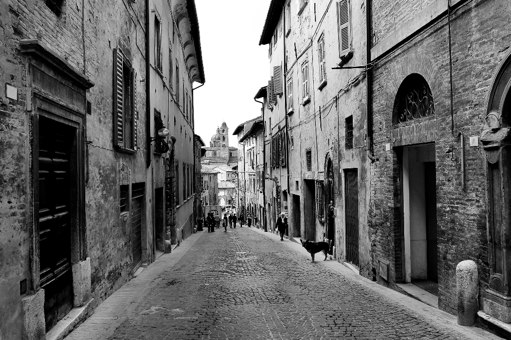 Italien: Gasse in Urbino