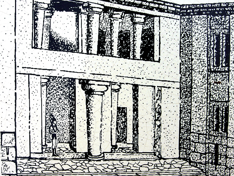 Rekonstruktions-Zeichnung des Eingangsbereichs.