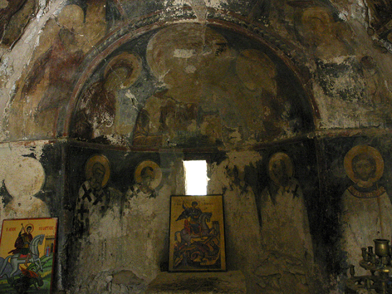 Byzantinische Fresken im Inneren der Kapelle.