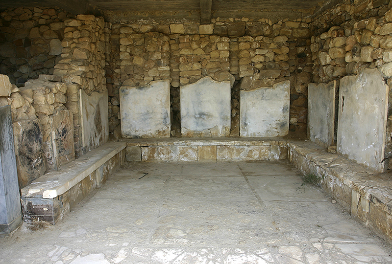 Raum mit Resten von Boden und Wandverkleidung, Fundort der berühmten Schnittervase.