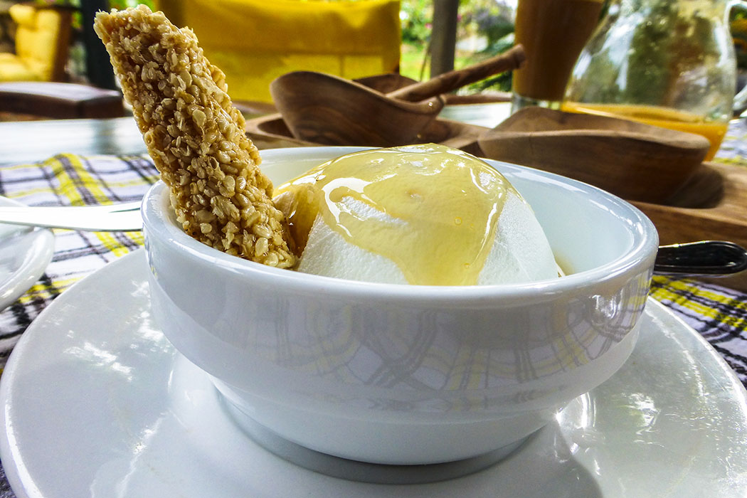 Zum süßen Abschlüß folgt griechischer Joghurt mit Honig und einer Sesamstange.