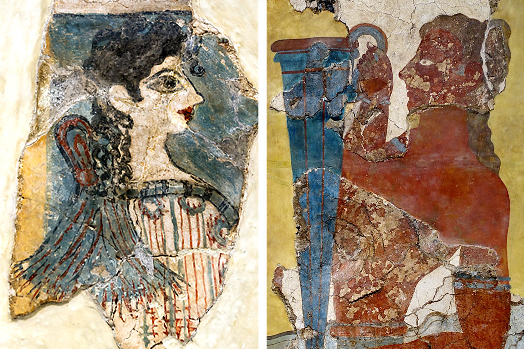 La petite Parisienne Minoische Fresken aus Knossos: Links eine Göttin oder Priesterin, daneben ein Rhytonträger mit Gaben an die Priesterschaft. 